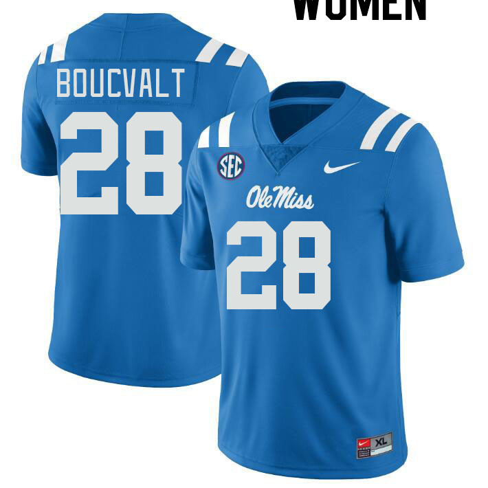 Women #28 Lex Boucvalt Ole Miss Rebels College Football Jerseyes Stitched Sale-Powder Blue